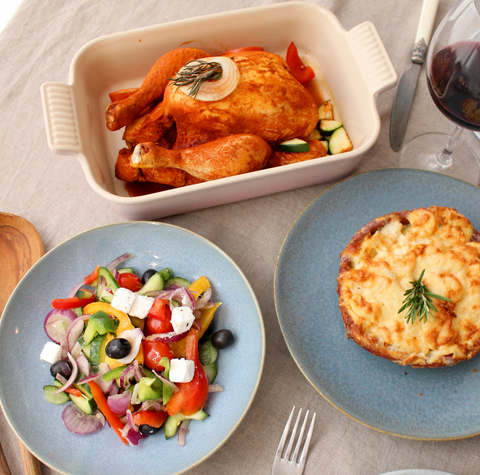 Maiskip, Pommes Gratin & Griekse salade