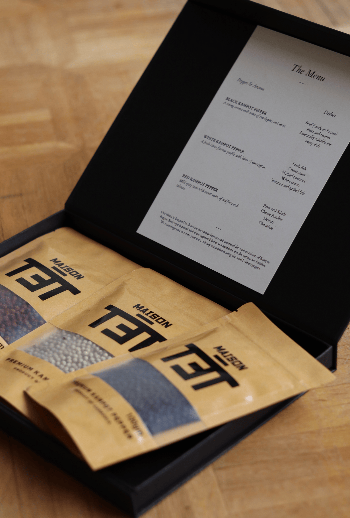 Giftbox - Premium Kampot Pepper - 3x100 grams - Red, White and Black 
